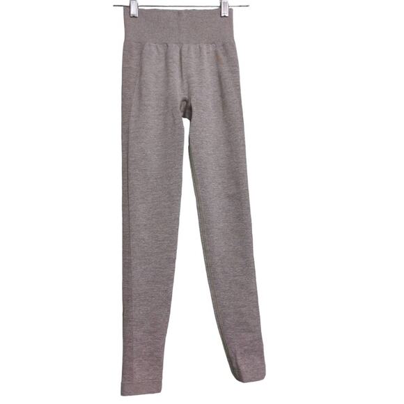 Gymshark Flex Leggings Pants Gray Pink Low Rise Heathered Yoga Barre Pull On XS - Picture 1 of 9